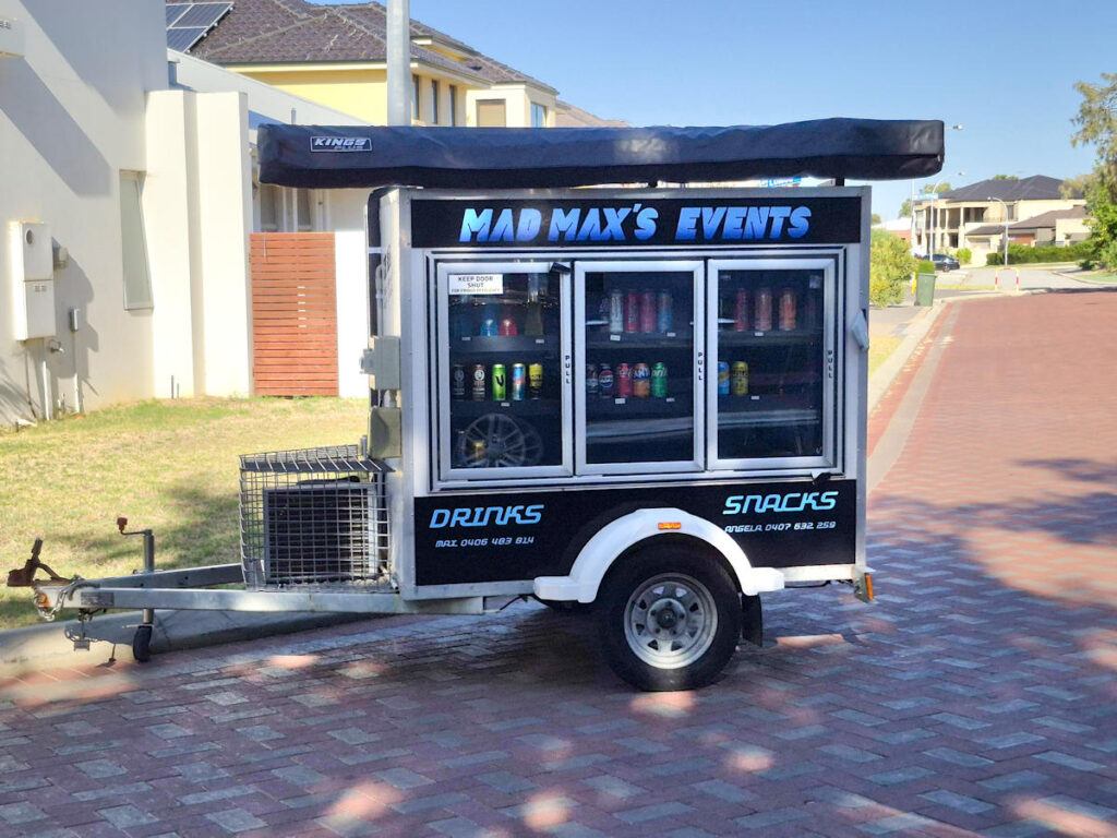 3 glass door mobile cool room trailer for hire in Perth WA